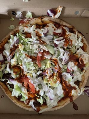 Kebabpizza at Veggokoket in Vasteras