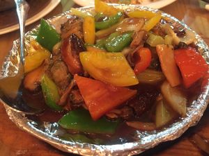 Vegetarian oyster and capsicum stir-fry at Paramita Vegetarian Restaurant - Cheung Yee in Kowloon