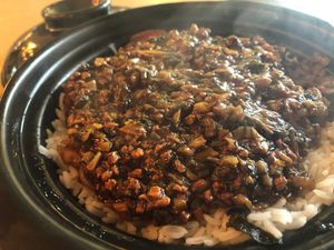 Veg meat cake hot pot rice at Paramita Vegetarian Restaurant - Cheung Yee in Kowloon