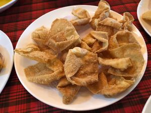 Deep fried dumpling skins at Paramita Vegetarian Restaurant - Cheung Yee in Kowloon