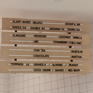 Menu at Suga Rays in Melbourne