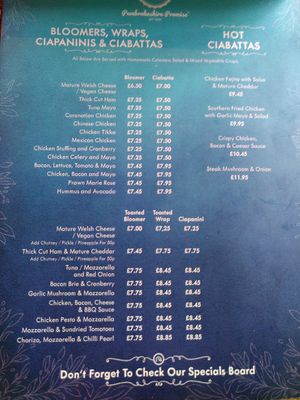Menu2 at Pembrokeshire Promise in Wales