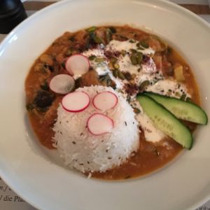 lentil curry with basmati rice  at Bonbec in Bern
