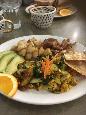 Farmers breakfast skillet at Friends and Neighbours Cafe in Edmonton