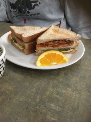 Veggie club house sandwich  at Friends and Neighbours Cafe in Edmonton
