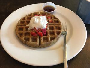 Cinnamon Waffles w/o Banana topping  at Blue Tree Cafe in Honolulu