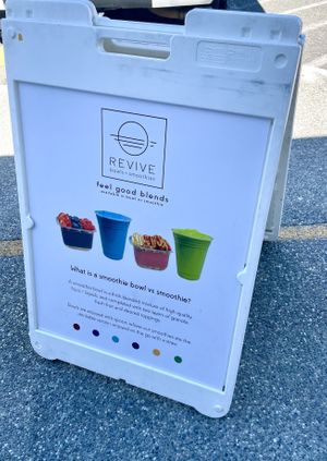 Sign   at Revive bowls + Smoothies in Washington