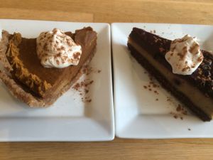 New Fall Desserts -- Pumpkin Pie and Black Forest Cake

Both decadent and DELICIOUS!!! :) at Rawlicious in Newmarket