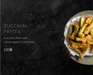 Zucchini fries with Lemongrass Gremolata. at Secret Mountain in Koh Phangan