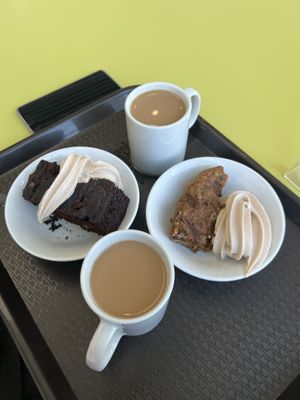 banana chocolate cake, pear cake, chai   at Community Cafe in North London