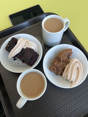 banana chocolate cake, pear cake, chai   at Community Cafe in North London