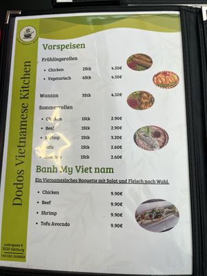 Menu 1  at Dodo's Vietnamese Kitchen in Salzburg