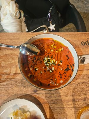 Salmorejo de remolacha at La Verdulera in Cadiz