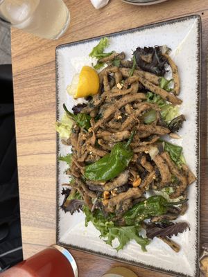 Had already started eating. The delicious, mushroom based fish alternative 🤩  at La Verdulera in Cadiz