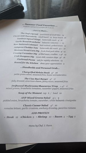Menu at Ciao Baci in Little Rock