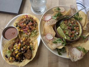 Black Bean Taco and avocado dip at Moxies in Richmond