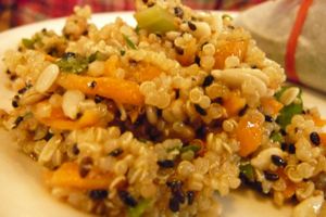 From the menu: 'Crunchy Quinoa Salad: Delectable vegetables, crunchy seeds and the nutty deliciousness of quinoa meld together with a light dressing. Be certain to put that fork down between bites or it’s quick to disappear.' at B.Love Concious Eatery in Dundas