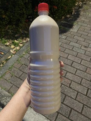 Delicious! They sell bottles of this plant milk for $100nt. Not sure what it is made from (anyone know?), but the owner said it is sweetened with some sort of leaf.  at RuLai - Buddha Vegetarian Paradise in Taipei