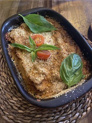 The lasagna is delicious and not overly cheesy. at Bubita Bar in Barcelona