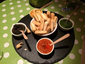 the dips from the tapas menu at Bubita Bar in Barcelona