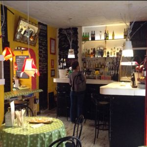 Inside looking towards the bar at Bubita Bar in Barcelona