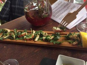 vegan shrimp and sangria  at Bubita Bar in Barcelona