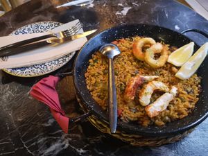 vegan paella de marisko at Bubita Bar in Barcelona