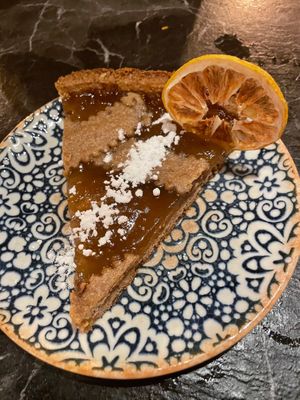 INSANELY GOOD lemon & ginger tart - one of the best desserts I had in Spain! at Bubita Bar in Barcelona