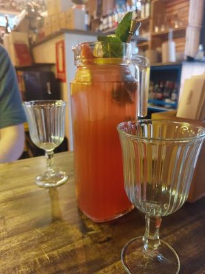 Jarra of the Venus sangria (3 glasses each) at Bubita Bar in Barcelona