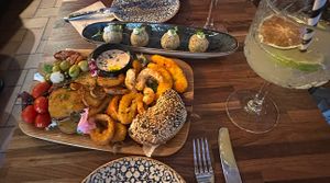 Croquettes (top) and seafood plate/mix (bottom)  at Bubita Bar in Barcelona
