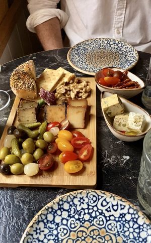 Vegan Cheese plate, Nut Tofu and Tomatoes   at Bubita Bar in Barcelona