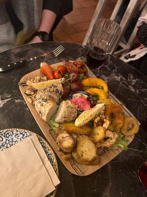 Fishy food board at Bubita Bar in Barcelona