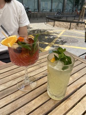 Rose basil sangria, homemade passionfruit lemonade   at Bubita Bar in Barcelona
