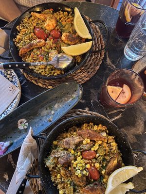 Shrimp and chicken paella’s   at Bubita Bar in Barcelona