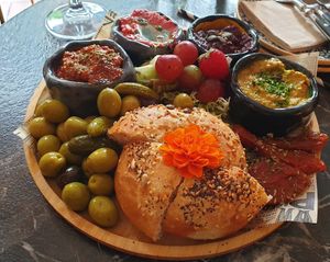Dips platter at Bubita Bar in Barcelona