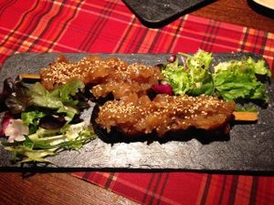 Tempeh skewers with caramelised onions (amazing!!) at Bubita Bar in Barcelona