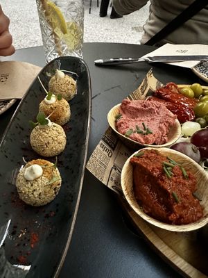 Porcini croquettes, bubita dips  at Bubita Bar in Barcelona