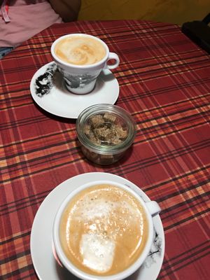 Café and hummus plate at Bubita Bar in Barcelona
