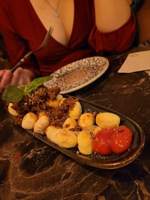 Weird gnocchi with a blob of tapenade on top. Didn't work. at Bubita Bar in Barcelona