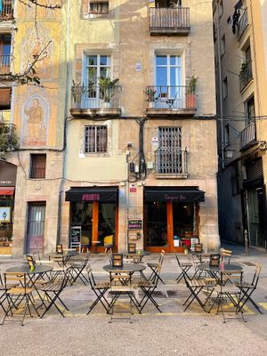 terrace in the gotic city center Barcelona  at Bubita Bar in Barcelona