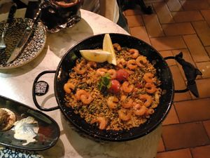 Vegan seafood paella at Bubita Bar in Barcelona