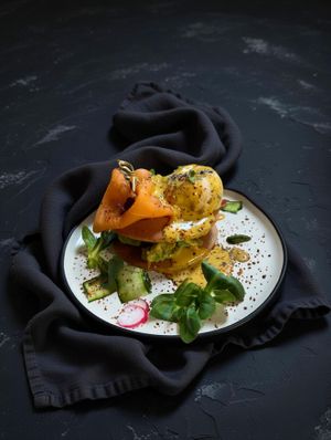 Lox eggless Benedict with hollandaise sauce at Bubita Bar in Barcelona