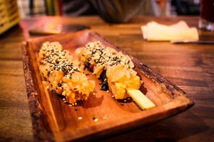 tempeh skewers  at Bubita Bar in Barcelona