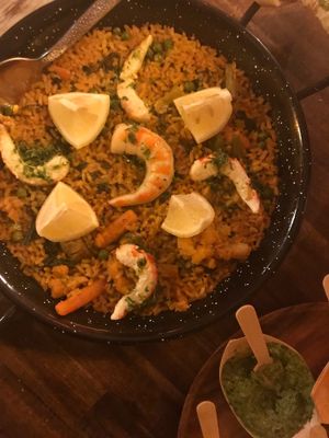 Vegan shrimp paella  at Bubita Bar in Barcelona