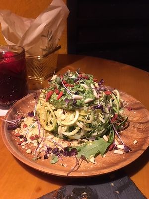 Raw Zucchini Spaghetti Pesto. at Bubita Bar in Barcelona