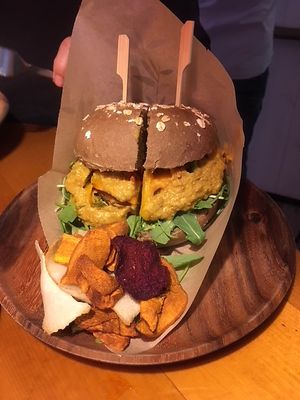 'The Queen' Veggie Burger. at Bubita Bar in Barcelona