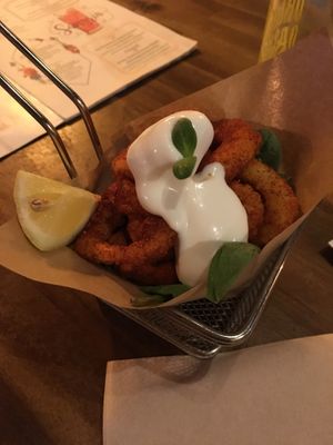 Delicious and incredibly realistic vegan calamari at Bubita Bar in Barcelona