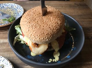 Konjac ‘Calamari’ Sandwich at Bubita Bar in Barcelona