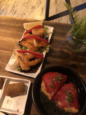 Shrimp, omelette  at Bubita Bar in Barcelona