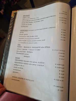 Menu at Veganda in Padua